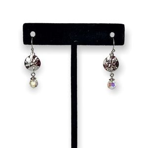 Swarovski Crystal Sand Dollar Earrings Silver Overlay
